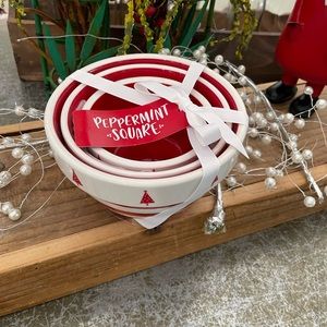 TERRAMOTO RED CHRISTMAS TREE / HOLIDAY NESTING BOWLS/ SET OF 3